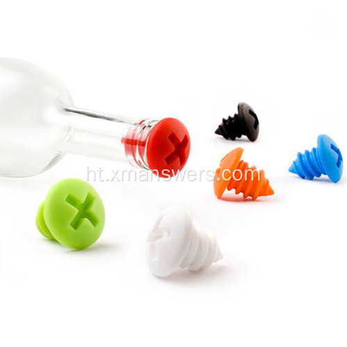 Bouchon pou boutèy diven reusable silicone